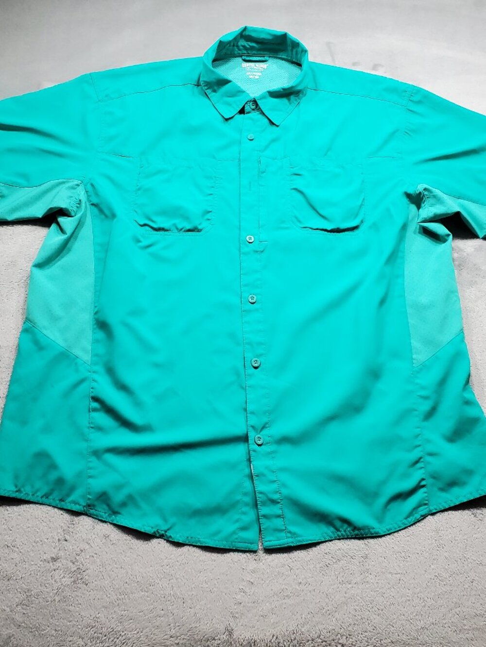 Rustic Ridge Button Up Short Sleeve Vented Outdoorsman Shirt Teal Men Sz 2XL